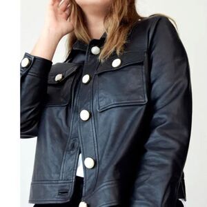 Violeta Buttoned Leather Jacket - NWT - Size XL